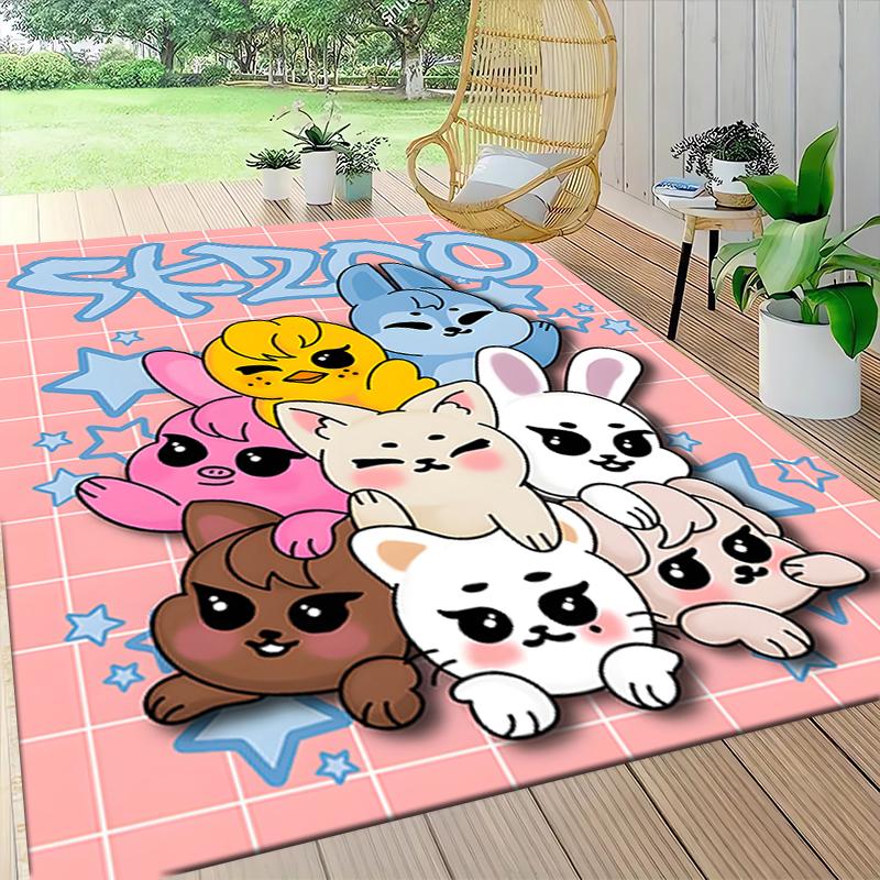 1Pc Adorable Animal Friends Carpet Rug Customizable Soft Washable Antislip Home Living Room Sofa Mats Personalized Rug 091742