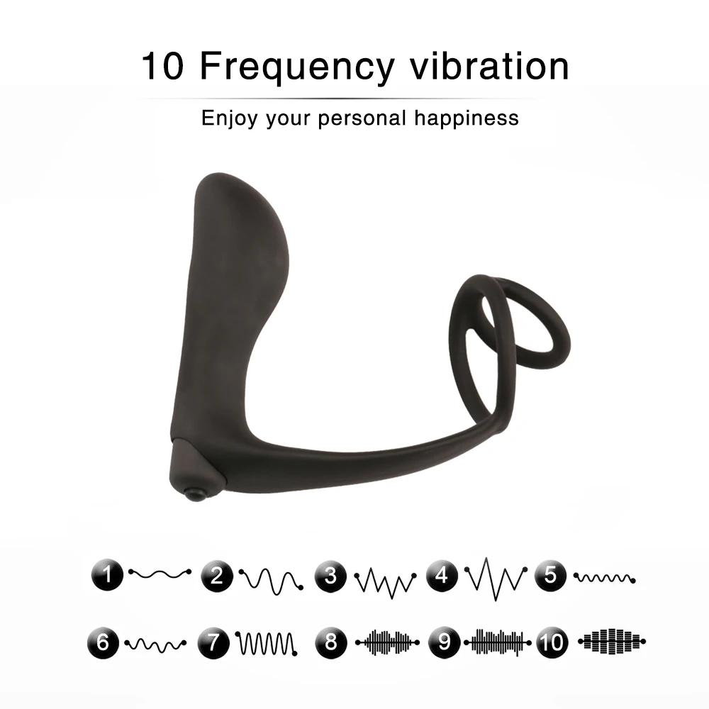 Мужской массажер простаты, вибратор, Анальная пробка, анальный мастурбатор, силиконовое кольцо для пениса, задержка эякуляции, секс-игрушки для мужчин, гей-пара