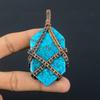 Tibetan Turquoise Pendant, 999 Copper Wire Wrapped Gemstone Jewelry, Handmade Pendant, For Thanksgiving