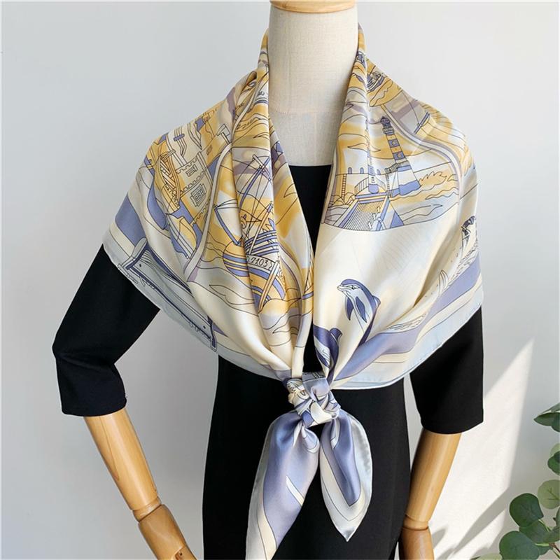110*110 см квадратный шелковый шарф женский модный принт маленький шейный платок офисный женский пояс для волос носовой платок женский платок шаль шарф