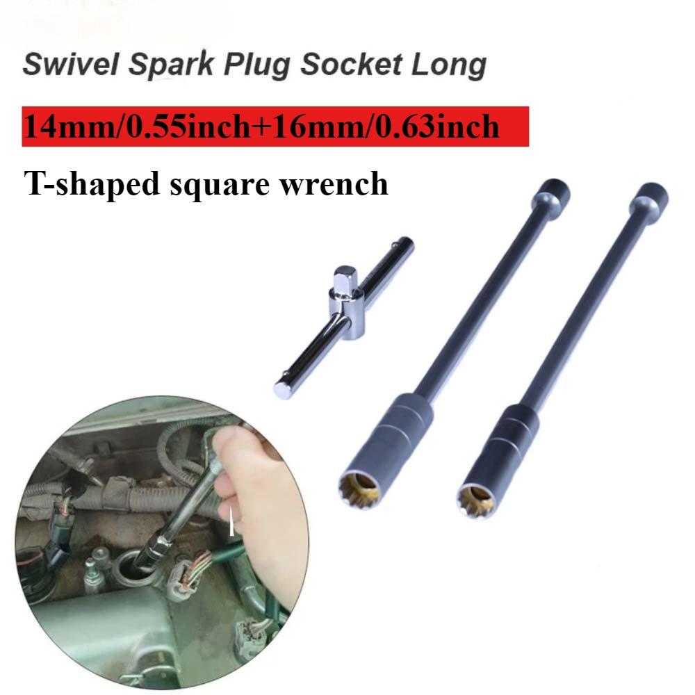 14mm 16mm Spark Plug Disassembly Tool Wrench Magnetic Socket 3/8 Inch 12 Point Rotation Wax Key 16mm Magnet Pull Out Spark Plug