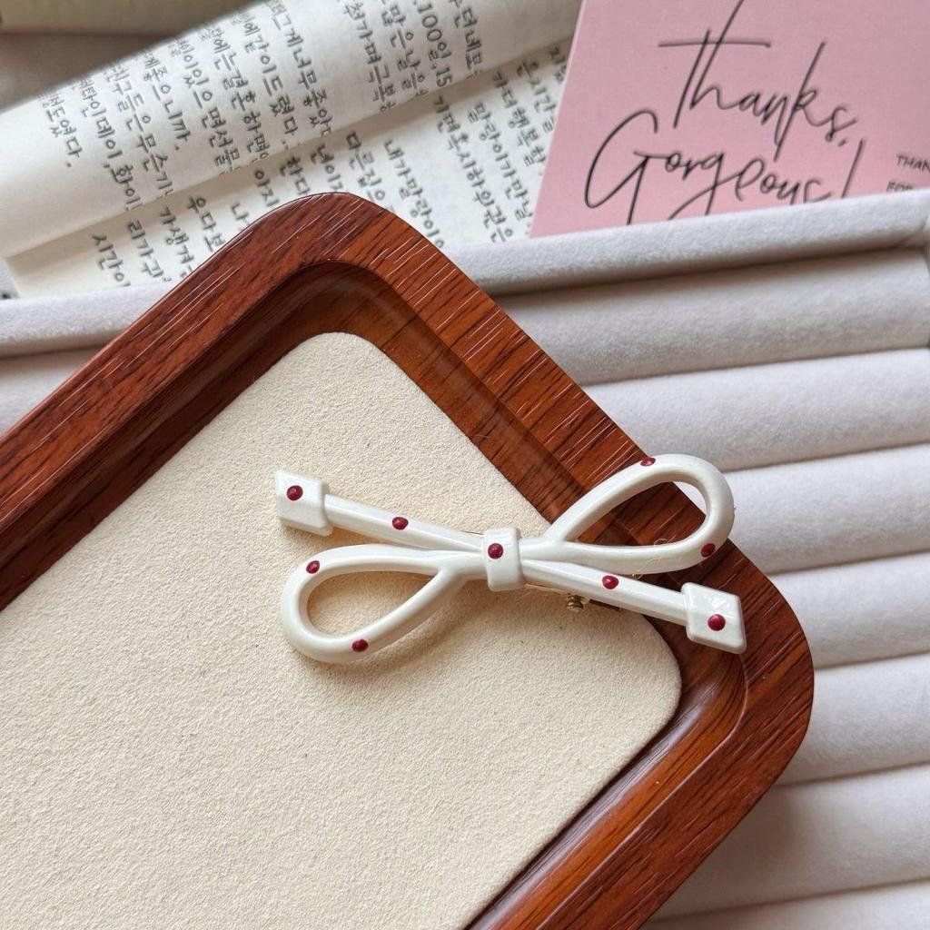 Ankola Red Polka Dot Bow Hairpin for Women - Cute Side Hairpin & Forehead Bangs Clip