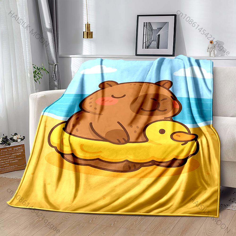 1PC Cute Capybaras Print Warm and Comfortable Blanket for Home Sofa Bed Travel Camping Picnic RV Child Luxury Gifts