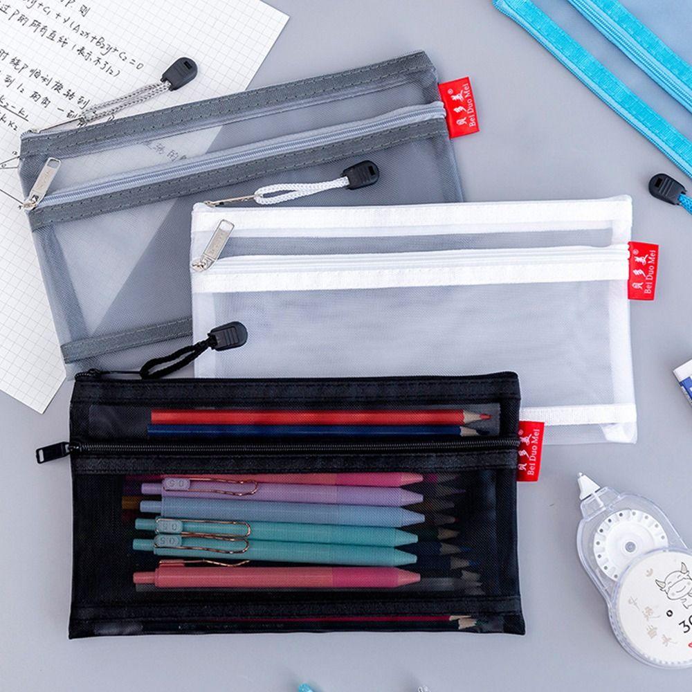 Large Capacity Stationery Pouch Zipper Stationery Holder Bag Simple Storage Bag Student