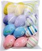 3D 12pcs Colorful Easter Egg Hanging Ornaments. Hand-Painted Flower Pattern Plastic Eggs DIY Crafts Ornaments Striped Polka Dot Flowers