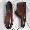 Кожаная обувь мужская деловая модельная кожаная обувь британская повседневная дышащая черная с увеличением внутренней высоты обувь жениха для свадьбы