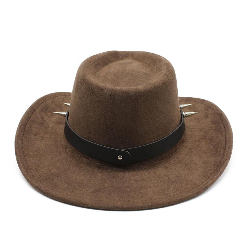 Suede Rivet Western Cowboy Top Hat Wool Felt Hat Men'S And Women'S Jazz Hat British Felt Hat