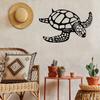 Elegant Black Metal Sea Turtle Wall Art - Perfect Beach Theme Decor for Living Room. Stunning Beach Wall Decorations