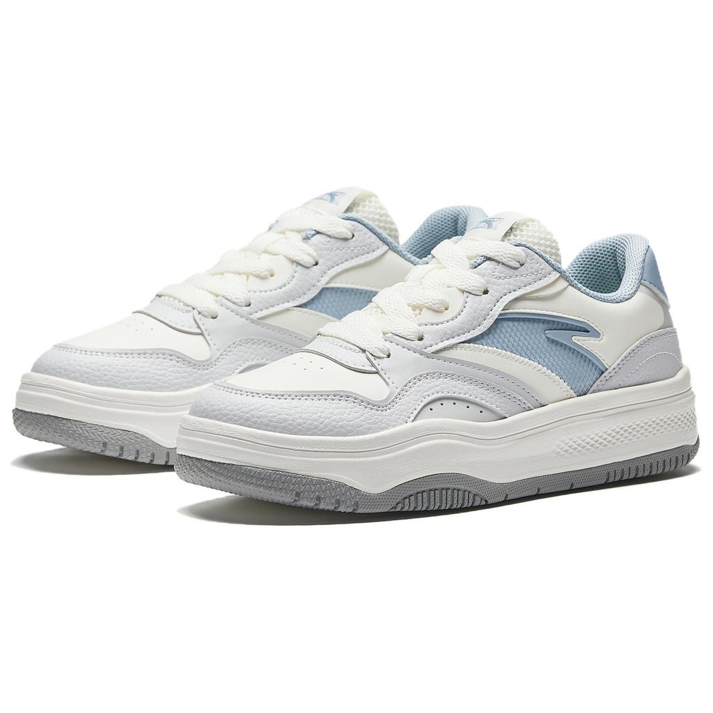 Anta Simple Versatile Wear-Resistant Lightweight Low-Top Skate Shoes Women Sneaker White Gray Blue 922528077-2