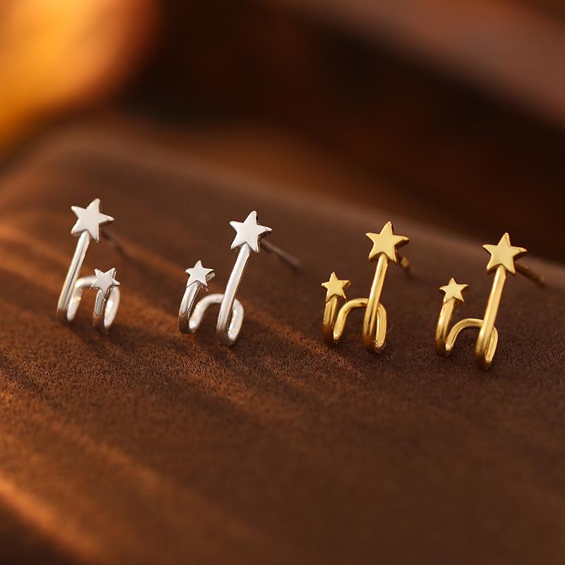 Серьги-клипсы Banyan Tree из серебра 925 пробы в корейском стиле – Простой, маленький дизайн для женщин и студенток