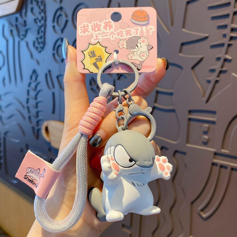 Cartoon Small Shark Cat Keychain Cute Car Key Ring Fashionable Schoolbag Pendant Student