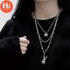 Hi Clavicle Chain Multi-layer Necklace Rabbit Hip Hop Women's Trend Ins Personalized Versatile Sweater Chain Fashion Korean Jewelry Necklace