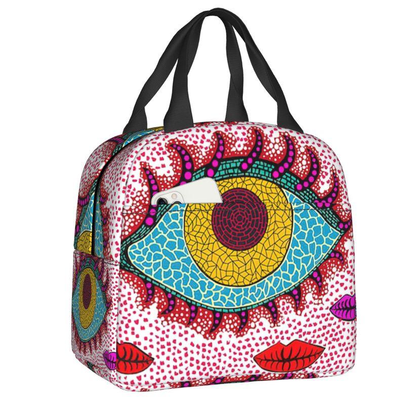 Custom Yayoi Kusama Self-Portrait Insulated Lunch Bags for Camping Travel Dot Leakproof Cooler Thermal Lunch Box Women Children