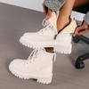 Мода 2024 года, модные зимние женские ботильоны, плюшевые теплые ботинки из искусственной кожи на платформе, женские нескользящие армейские ботинки на толстой подошве, размер плюс 42