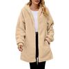 Women's Fashionable Coat Solid Color Long Sleeved Pocket Loose Hooded Zipper Plush  Jacket