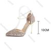 Fashion Women's High Heels Spring Autumn Fashion Pointy Head Hollow 10cm Thin Heeled Ladies Shoes Sexy Bling Ankle Buckle Single Shoes