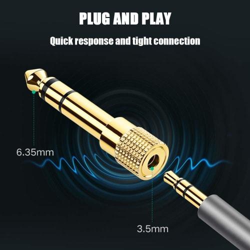 Ancable 6.35mm to 3.5mm Stereo Mini Plug Adapter, Female to Male, for Headphones, Amplifiers, Digital Pianos, Earphones, and More