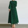 Women's Casual Loose Waist Long Dress Heart Printed Round Neck Dresses