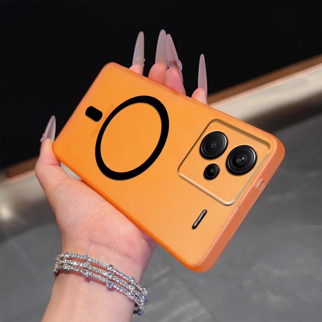 Матовый Полупрозрачный Магнитный Чехол для Телефона для Xiaomi Redmi Note 13 Pro+ 5G Мягкий ТПУ Ударопрочный Чехол