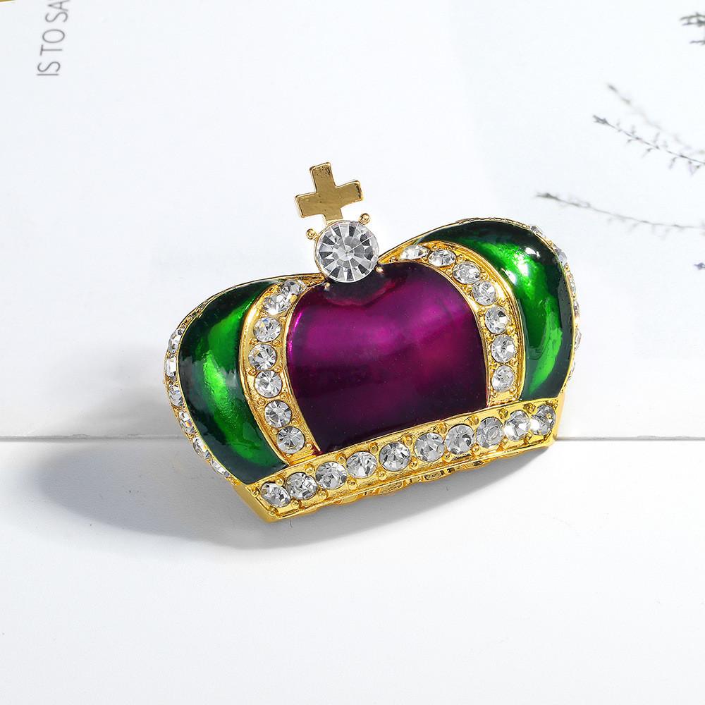 Винтажная брошь-корона из сплава со стразами, ювелирное изделие для женщин и мужчин