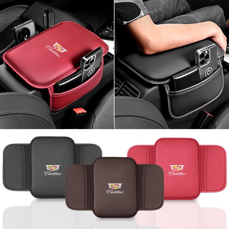 Car Armrest Box Mat Multi-functional Storage Bag Central Armrest Box Booster Pad For Cadillac Logo CT4 CT5 XT5 XT6 XTS ATS-L