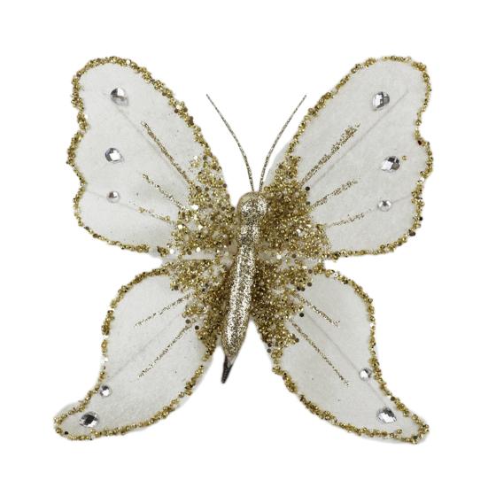 Fabric Glitter Butterfly Ornament Artificial Butterfly Christmas Tree Hanging Decoration for Ceiling Wall Tree Wreath Decor
