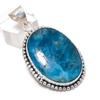 Neon Blue Apatite Gemstone 925 Sterling Silver Jewelry Pendant 2.17"