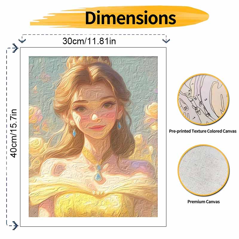 Disney Масляная живопись Сделай сам Цифровая живопись Портрет принцессы Белль Ручная роспись Настенное искусство для гостиной и прихожей.