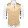 Dibangu Silk Suit Vest for Men Black Gold Jacquare Waistcoat Necktie Hanky Cufflinks 4pc