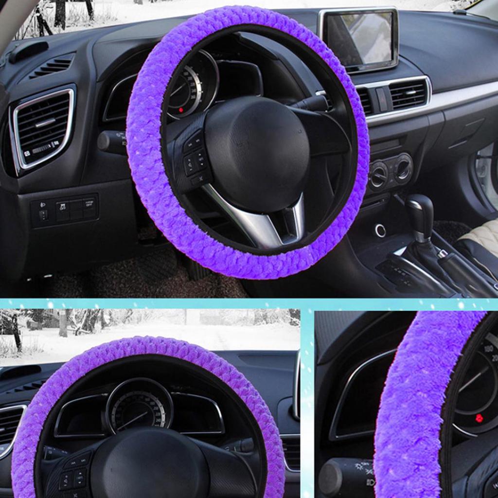 Универсальный зимний противоскользящий мягкий плюшевый защитный чехол на руль автомобиля