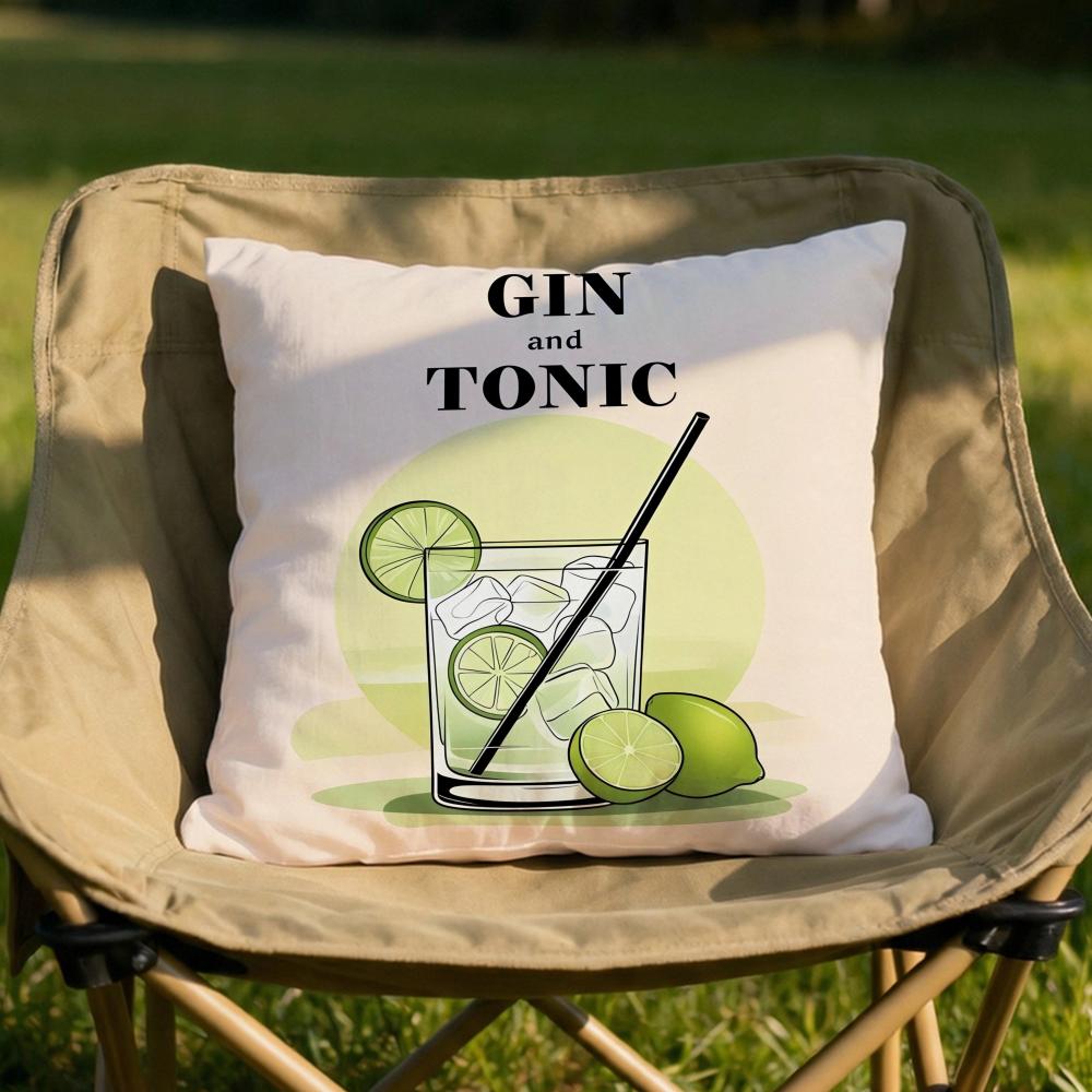 Gin Tonic Cocktail Print Cushion Cover Soft Reversible Durable Pillow Cover MultiScene Use for Home Car Daily Comfort