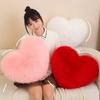 New Valentine's Day Red Heart Shaped Throw Pillow Imitation Real Ermine Fluffy Toy Nap Pillow Sofa Pillow Girls Holiday Gift