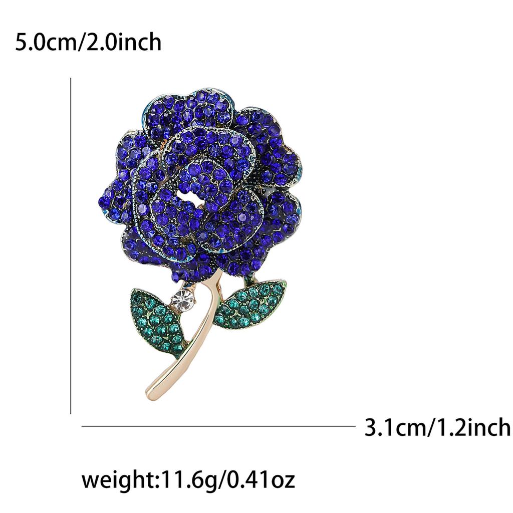 Delicate Alloy Rhinestone Rose Brooch Temperament Versatile Women'S Clothing Corsage Jewelry Pin