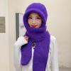 Women Casual Acrylic Knitted Hat Warm Scarf Sets Solid Fleece Inside Thickened Beanie Caps Skullies Windproof Skullcap