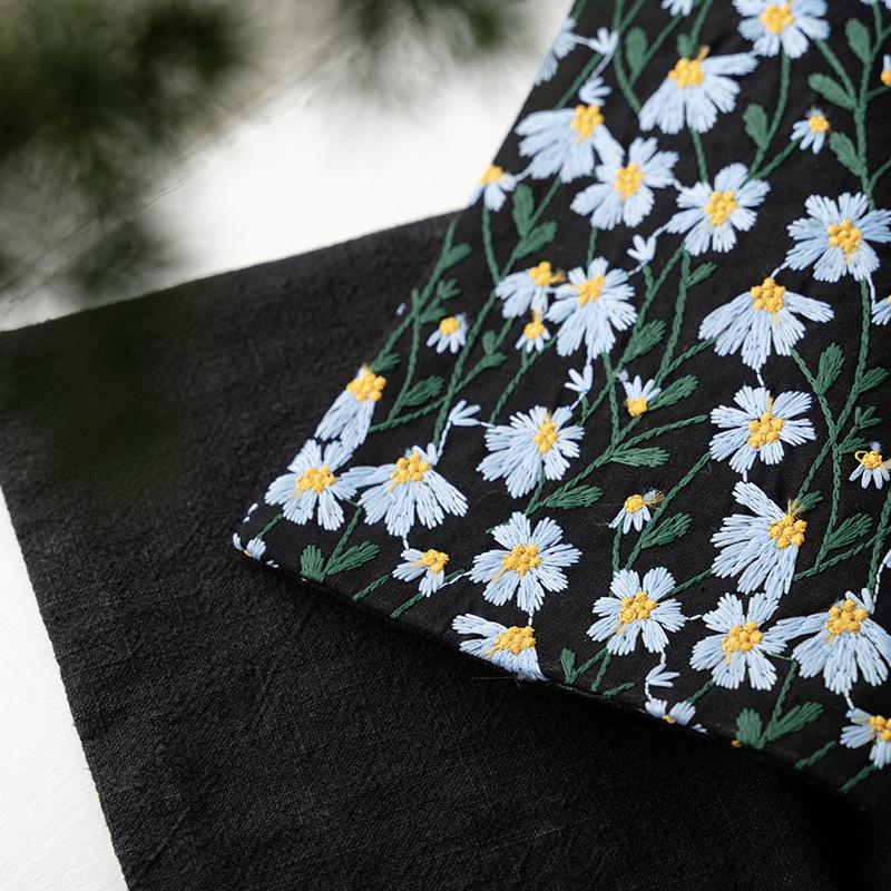 Национальная ветровая хлопчатобумажная ткань вышивка цветов сухой пузырьковый коврик китайские аксессуары для дзен-чайной церемонии скатерть чайный коврик