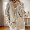 Women's Fashion Solid Color Long Sleeve V-Neck Knit Cardigan Button Sweater Jacket