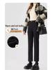 Women's Winter Velvet Cigarette Pants - High Waist, Slim Fit, Elastic, Thickened, Nine-Point Straight-Leg Jeans for Autumn and Winter 2025.