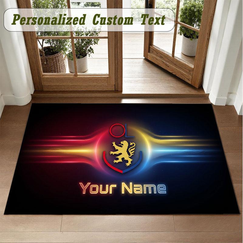 Crystal Velvet Square Rug Custom NameLyon FC Pattern Non Slip Home Floor Decor Rug