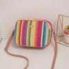 Fashion Women Rainbow Striped Crossbody Shoulder Bag for Girls Small Purse and Handbag Ladies Straw Woven Shell Beach Bag MIT