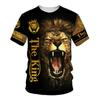 Summer Men's T-shirt 3D Animal Print Tees Lion Pattern Loose Round Neck Short Sleeve Tops Men