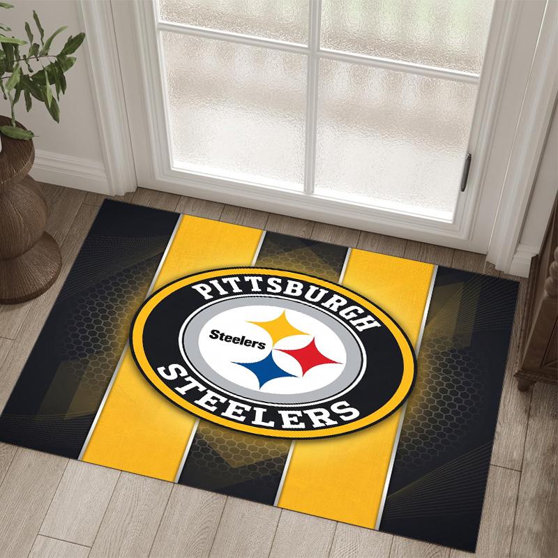 Pittsburgh Steelers Design Crystal Velvet Carpet Cozy Non?Slip Printed Rug For Bedroom Living Room Entrance