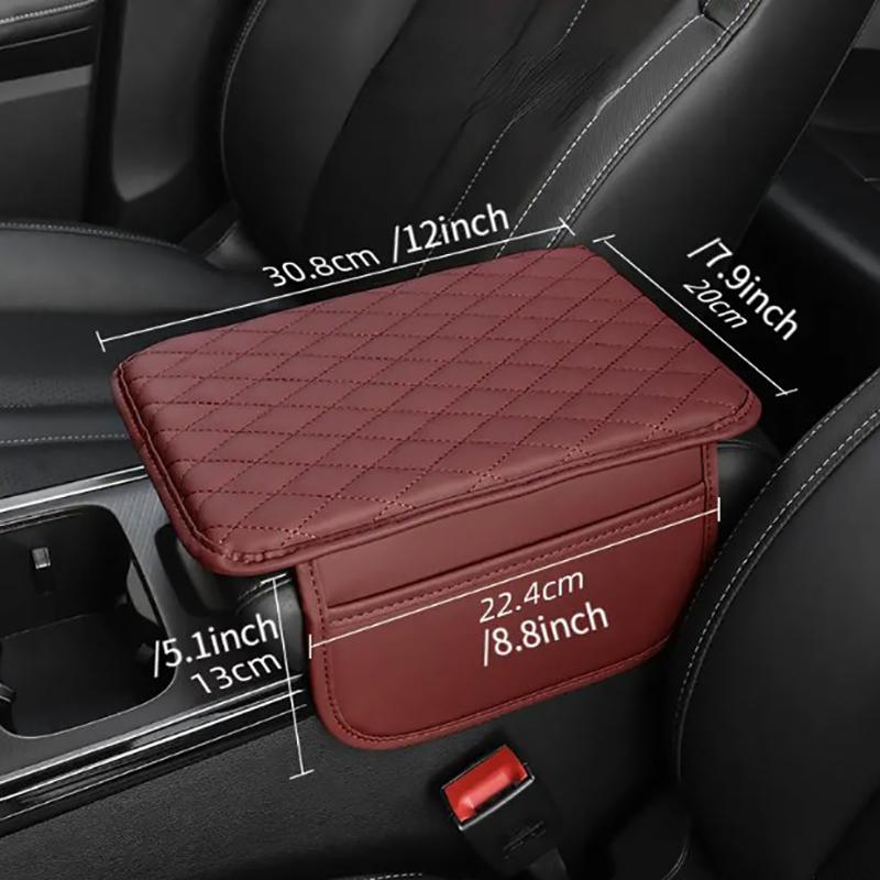 PU Leather Car Armrest Mat Center Console Arm Rest Protection Cushion With Storage Pockets Armrests Storage Box Cover Pad