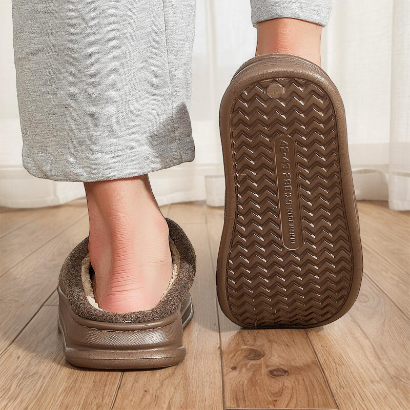 Мужские плюшевые тапочки на платформе с амортизацией из пены с памятью - Теплые зимние домашние тапочки на подкладке с нескользящей подошвой из ТПР для тепла в помещении и на улице