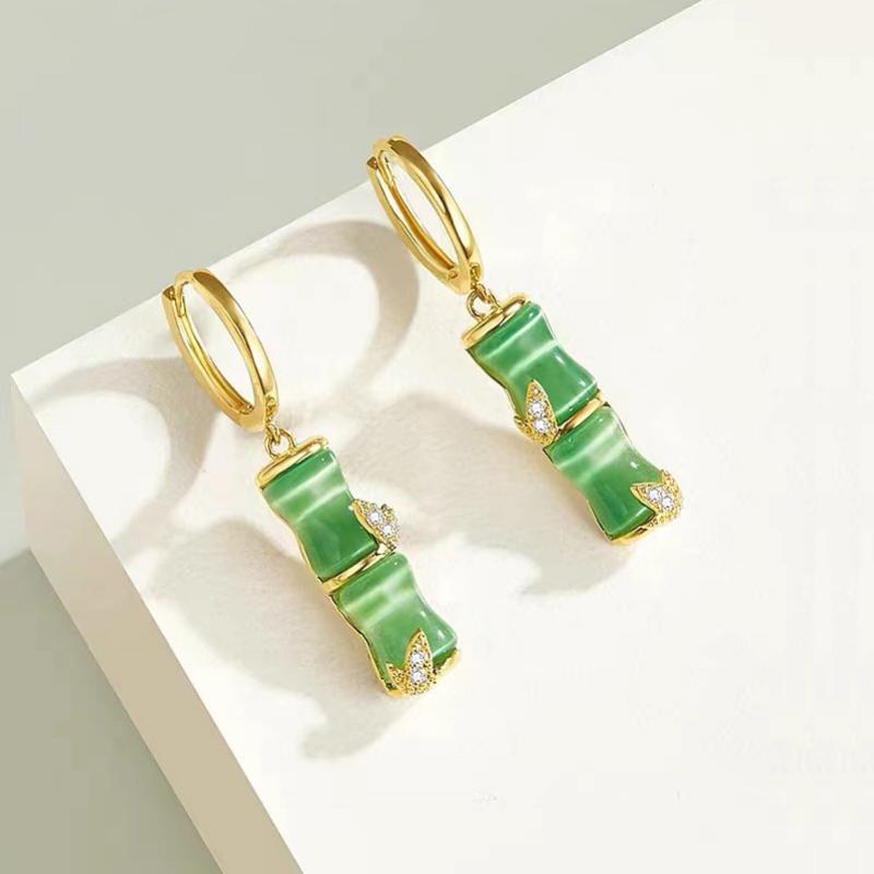 Серьги-подвески в форме бамбука в стиле ретро, роскошные женские аксессуары, серьги золотого цвета для вечеринки, модные украшения