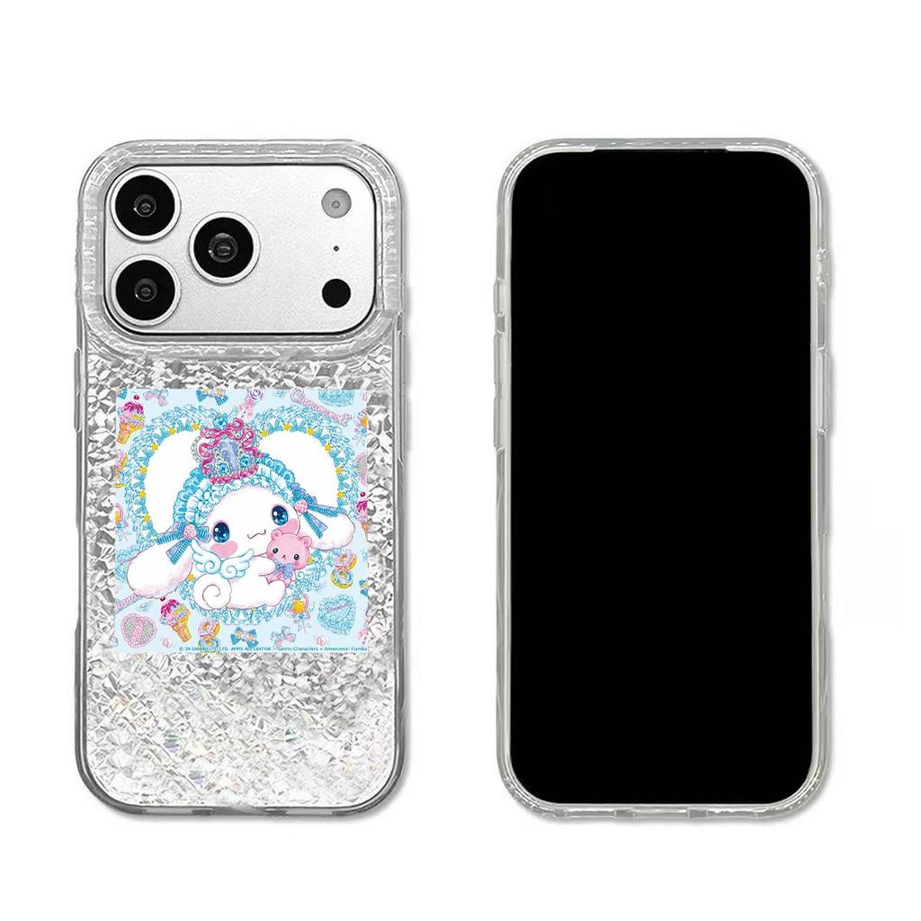 Чехол для iphone XS Max 15 16 Plus 18 Pro Max 14 Air 13 12 17 Pro 11 XR Серебряный Блеск Трескающийся Фон Мечтательный Мультяшный Изображение