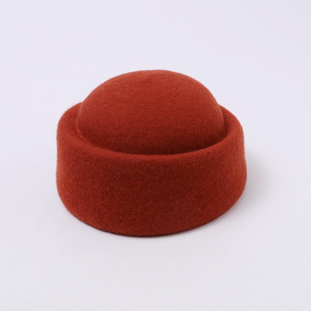 Wool Dome Pillbox Hat Warm Insulation Round Top Hat New Air Hostess Hat Travel