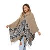 Flower Woven Split Shawl Acrylic Hat Cape Scarf Blanket Poncho