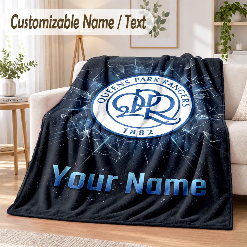 Custom Text Flannel Blanket Queens Park Rangers FC Print Warm Cozy Blanket Home Sofa Bedding
