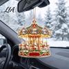 Декоративные Автоаксессуары Рождественский Карусель Украшение, Акриловый 2D Конь Подвеска Украшения для Елки на Рождественскую Елку, Зеркало Заднего Вида, Окно, Стену