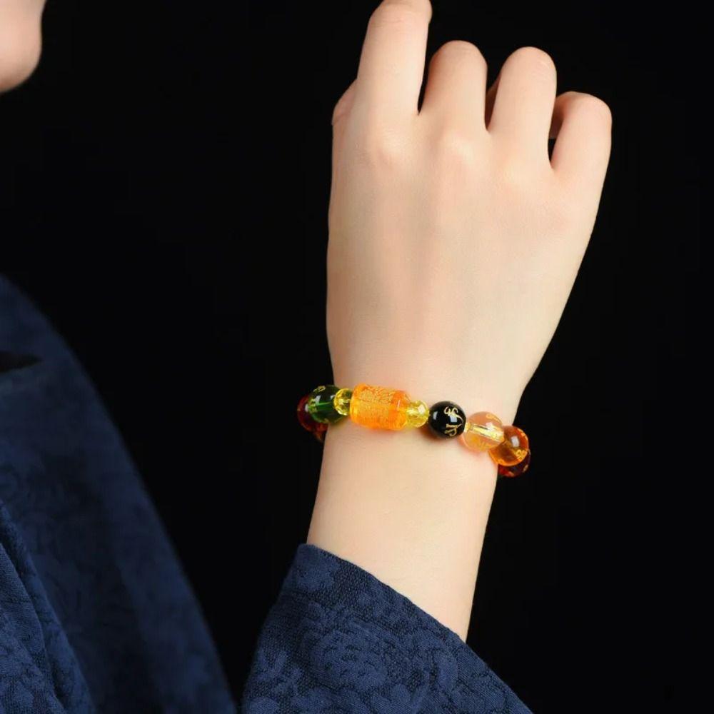 Buddhism Luck Wealth Bracelet Crystal God of Wealth Beaded Bracelet Feng Shui Bracelet Gift